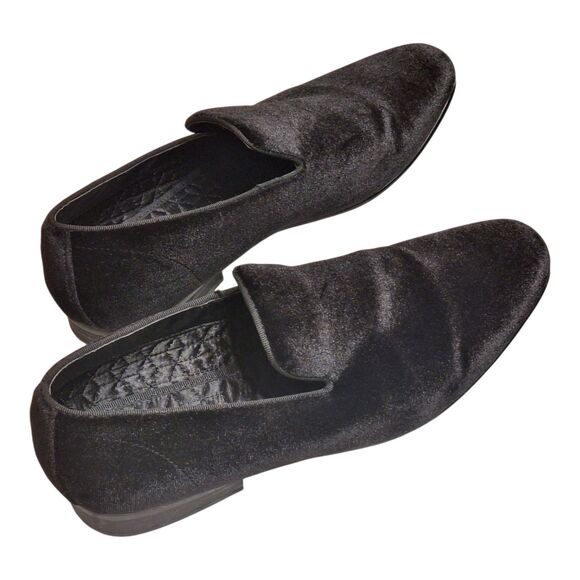 Steve Madden Black Velvet Loafers 8 Old Money Luxury Casual Formal Dark Academia - Picture 1 of 16